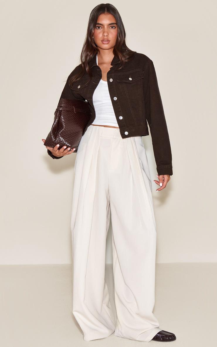 Pretty Little Thing Chocolate Slim Fit Denim Jacket