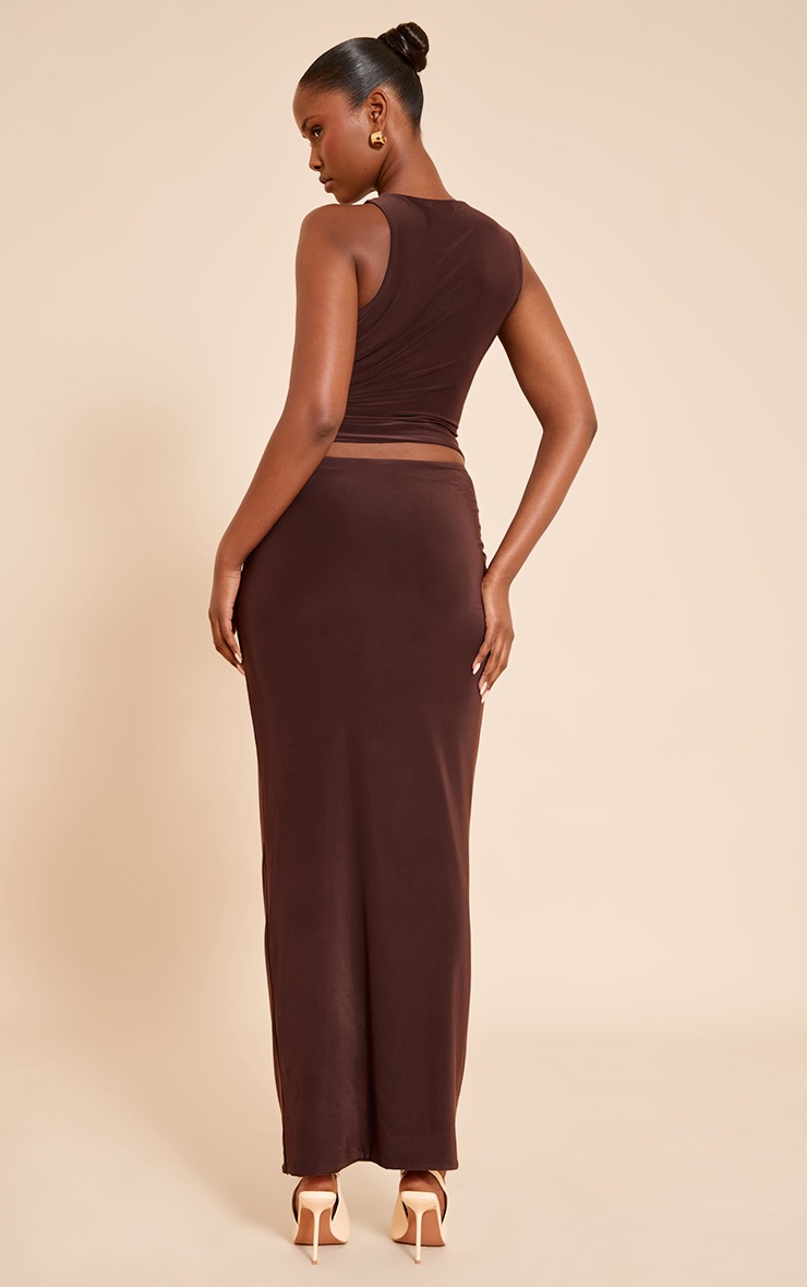 Pretty Little Thing Chocolate Slinky Low Waist Maxi Skirt