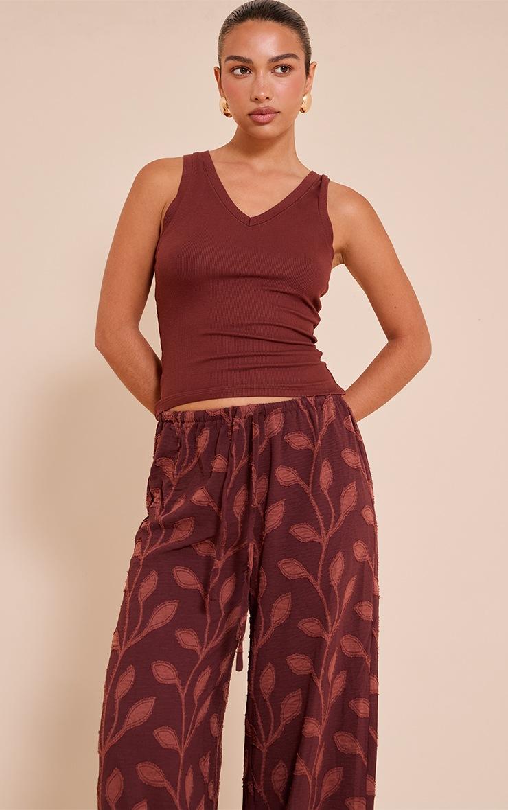 Pretty Little Thing Chocolate Soft Rib V Neck Vest Top