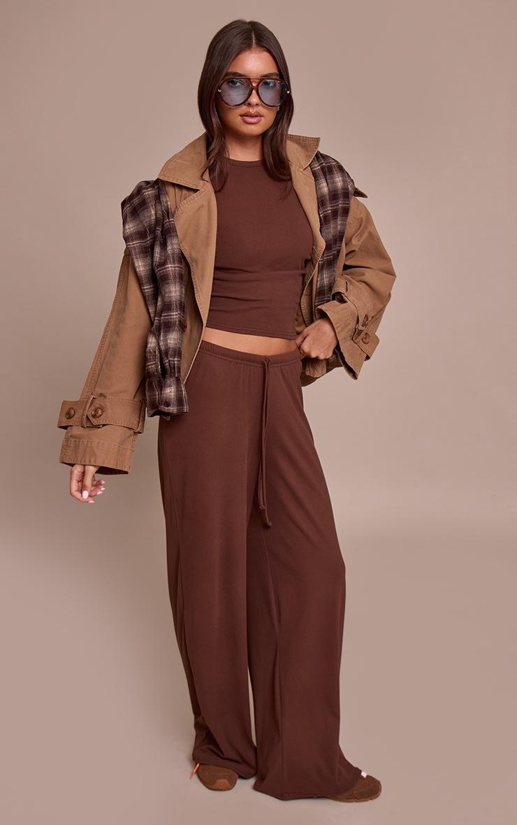 Pretty Little Thing Chocolate Soft Touch Boxy T Shirt