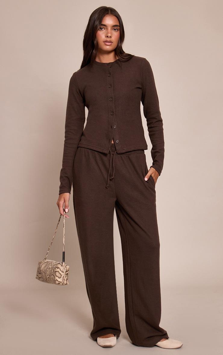 Pretty Little Thing Chocolate Soft Touch Button Down Top