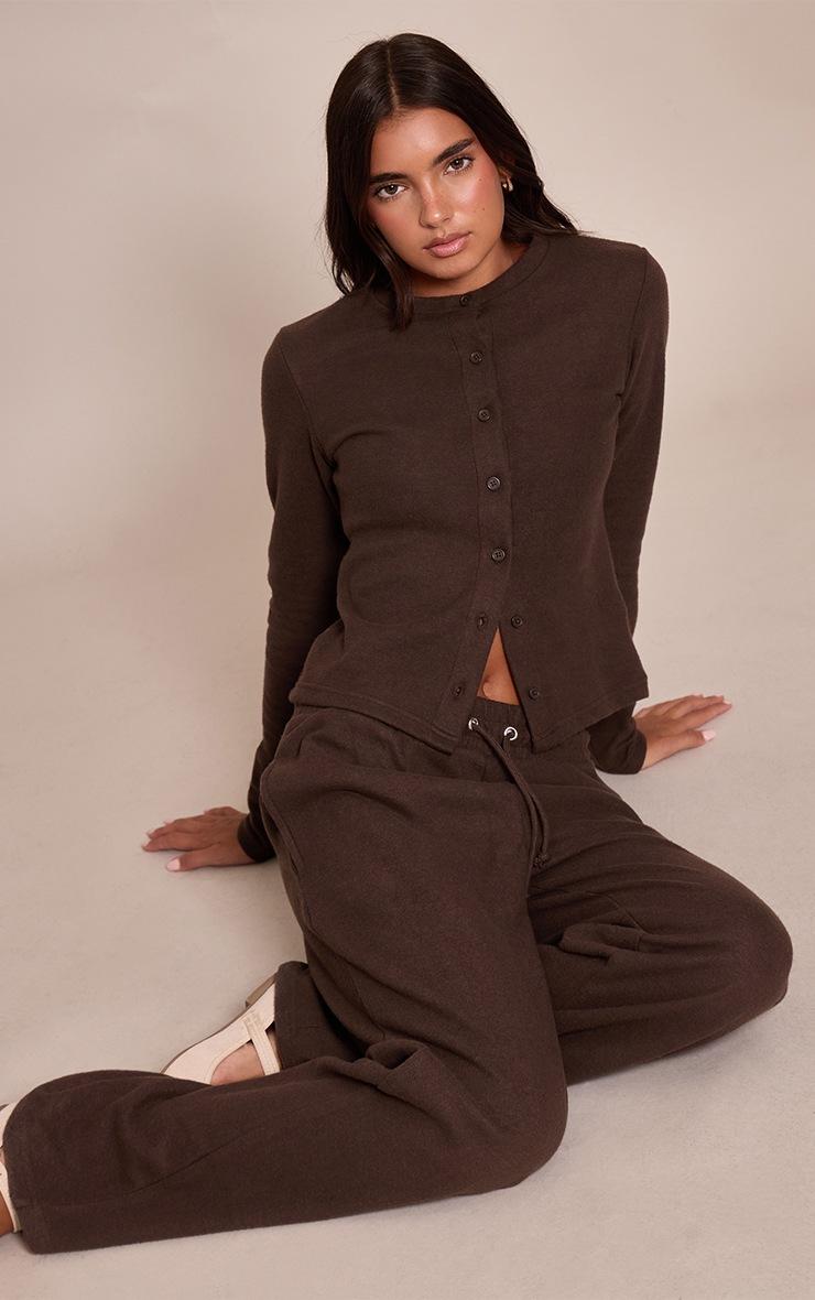 Pretty Little Thing Chocolate Soft Touch Button Down Top