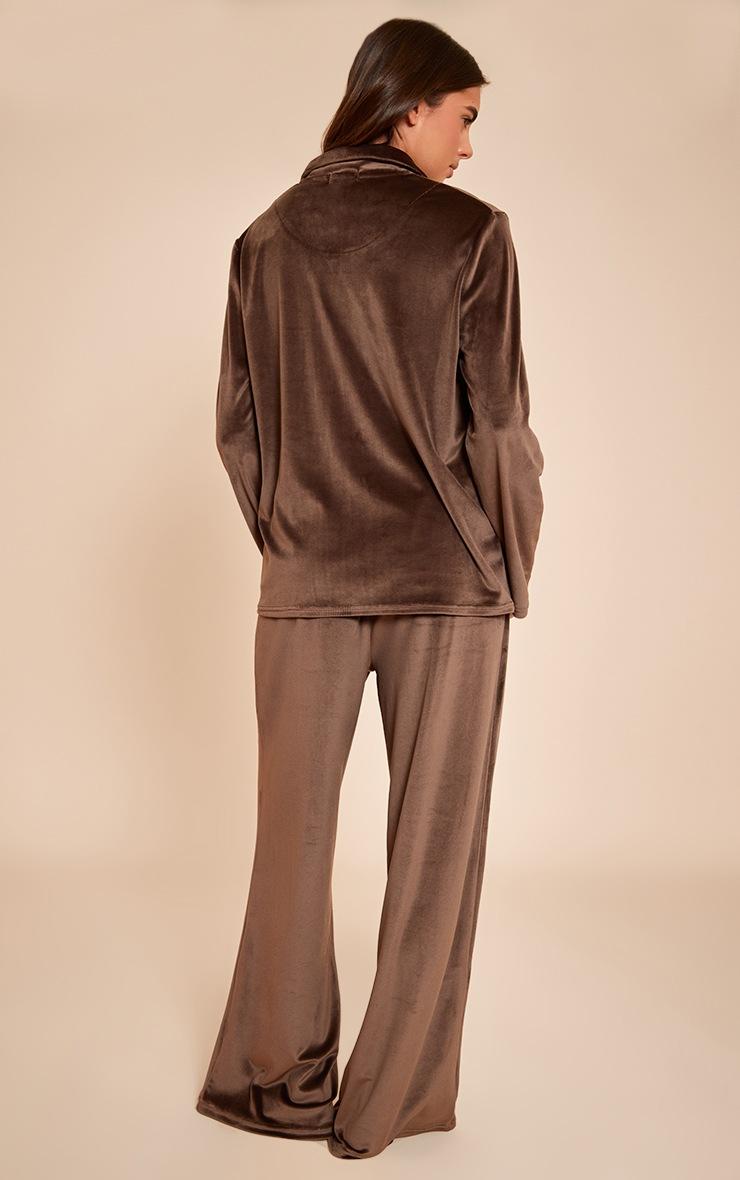 Pretty Little Thing Chocolate Soft Touch Piping Detail Pajama Set