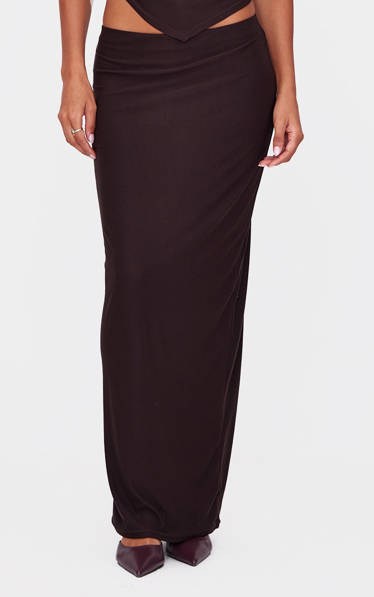 Pretty Little Thing Chocolate Soft Touch Ruched Maxi Skirt