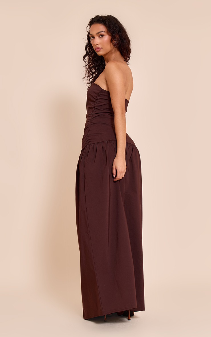 Pretty Little Thing Chocolate Stretch Woven Bandeau Ruched Maxi Dress