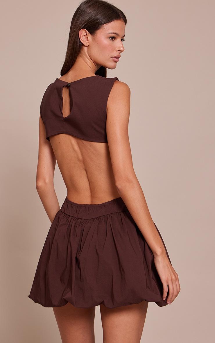 Pretty Little Thing Chocolate Stretch Woven Cut Out Backless Shift Dress