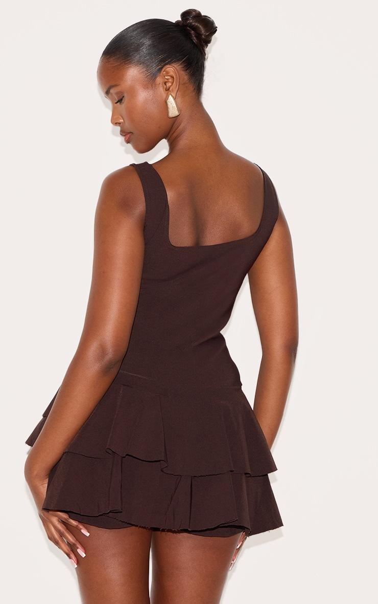 Pretty Little Thing Chocolate Stretch Woven Pleated Skort Romper