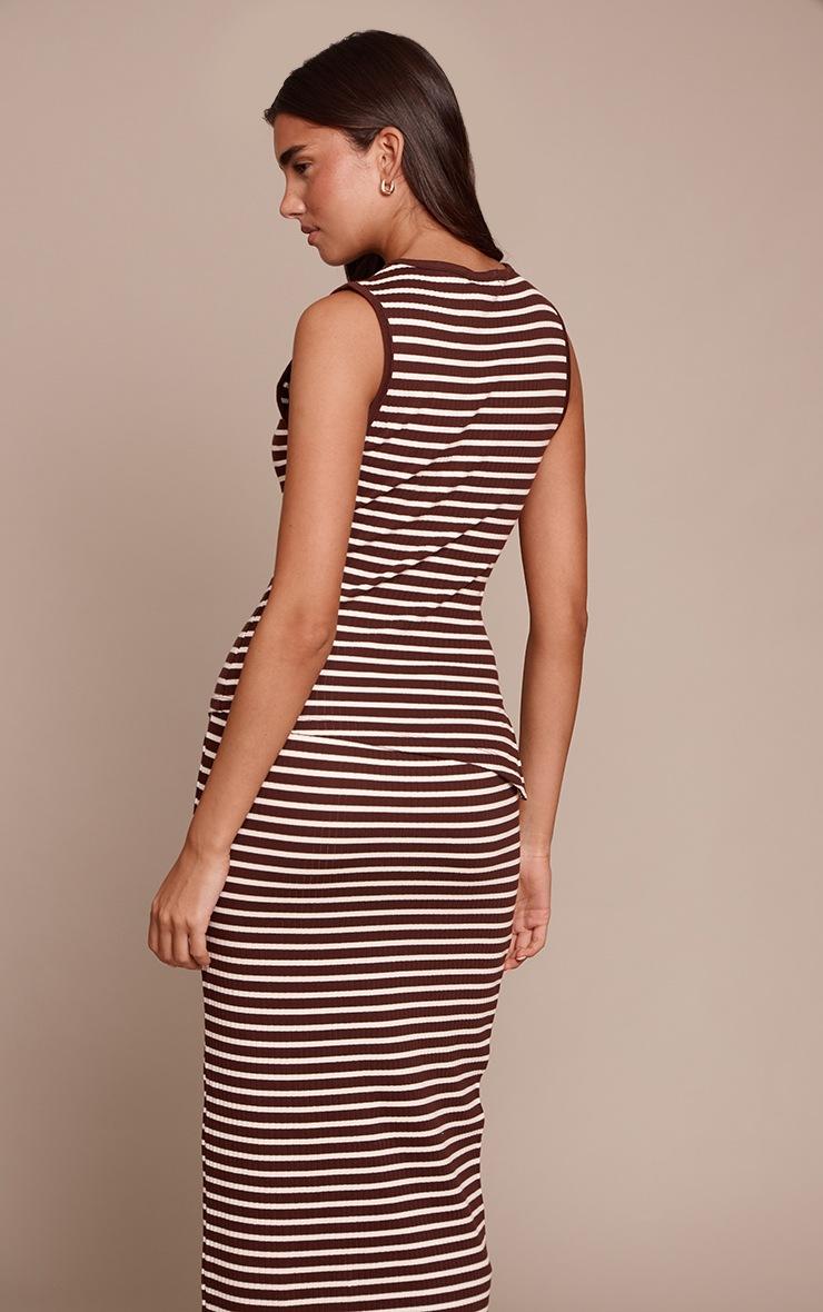 Pretty Little Thing Chocolate Stripe Contrast Binding Vest Top