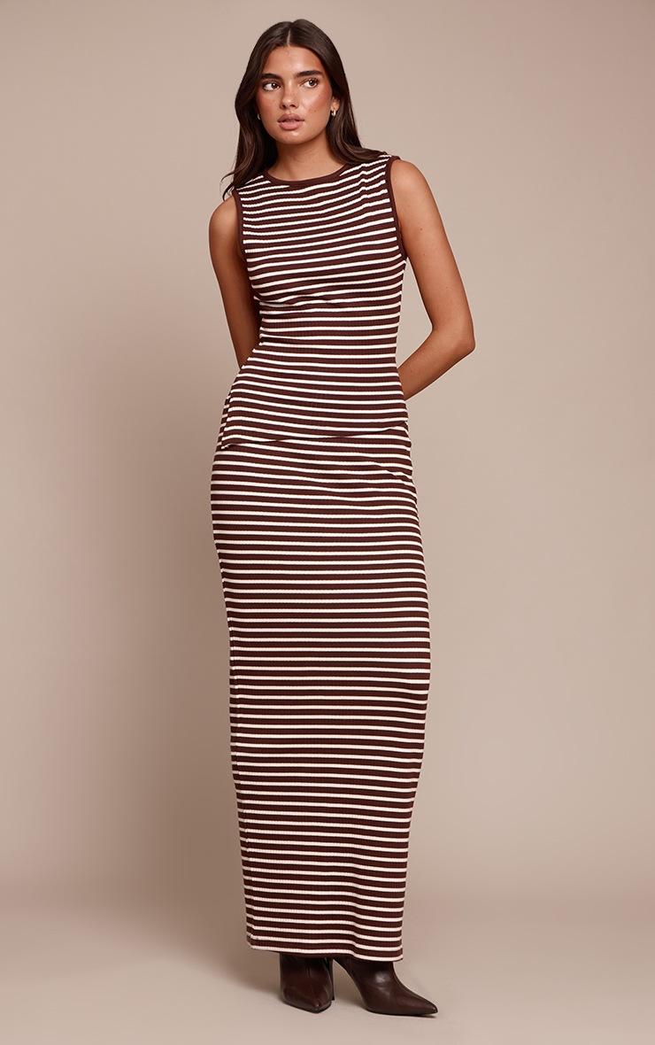 Pretty Little Thing Chocolate Stripe Contrast Binding Vest Top