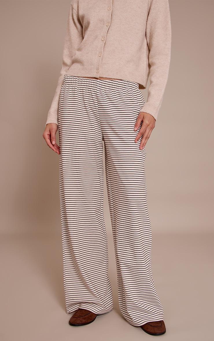 Pretty Little Thing Chocolate Stripe Heavy Cotton Wide Leg Pants