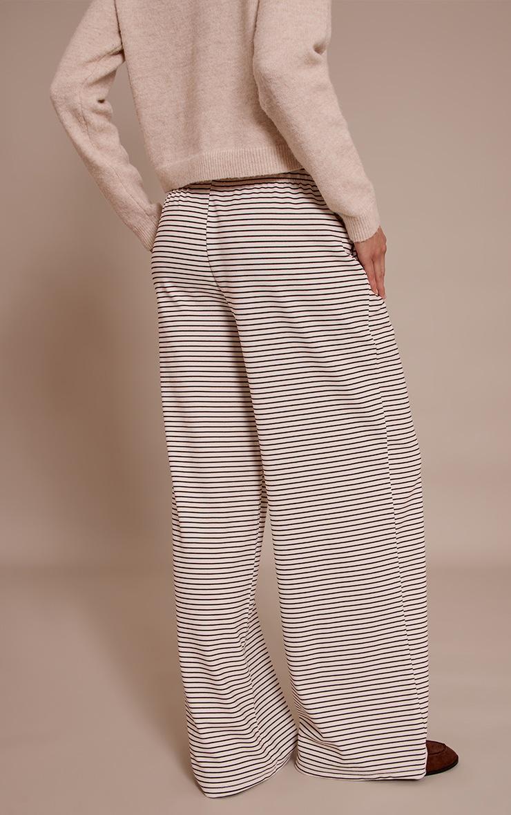 Pretty Little Thing Chocolate Stripe Heavy Cotton Wide Leg Pants
