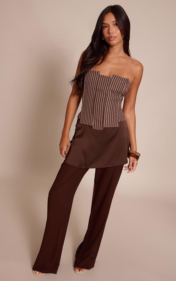 Pretty Little Thing Chocolate Striped Peach Skin Corset