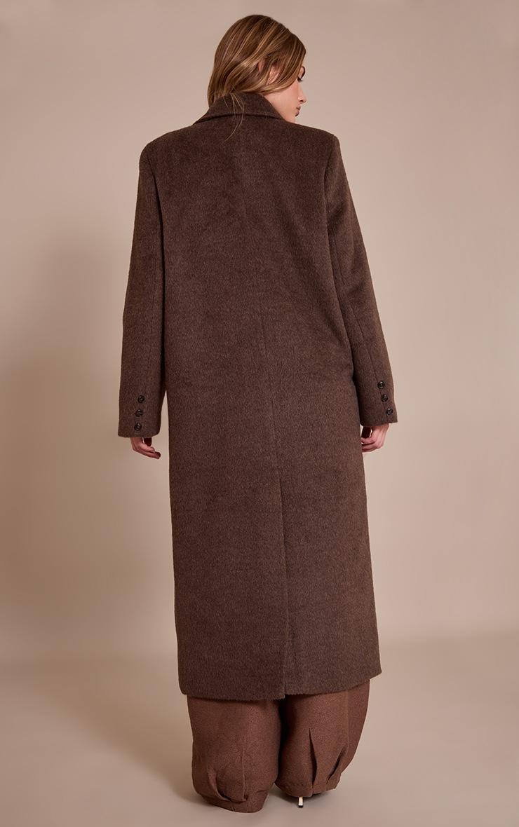 Pretty Little Thing Chocolate Structured Double Breasted Wool Look Maxi Coat
