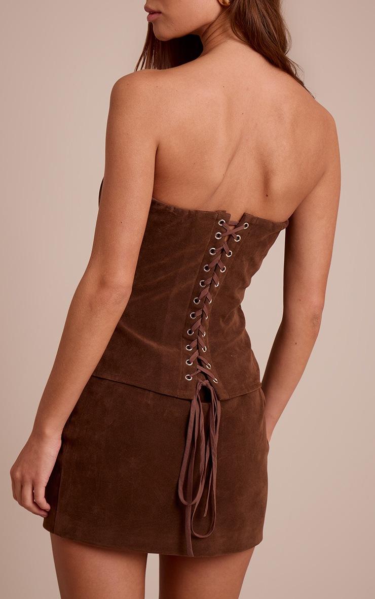 Pretty Little Thing Chocolate Structured Suede Mini Skirt