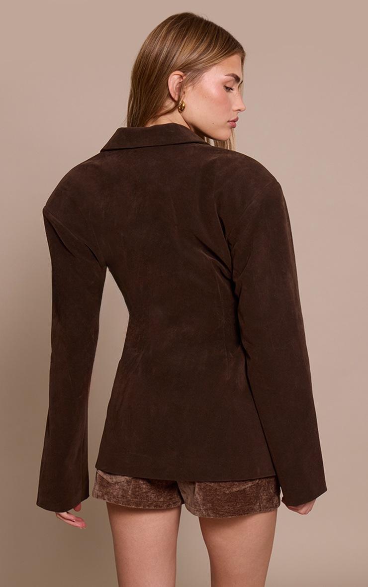 Pretty Little Thing Chocolate Suede Cinch Waist Blazer