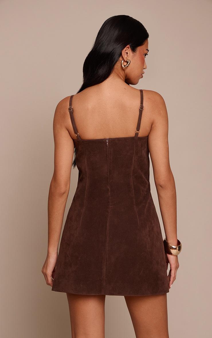 Pretty Little Thing Chocolate Suede Corset Detail Mini Shift Dress