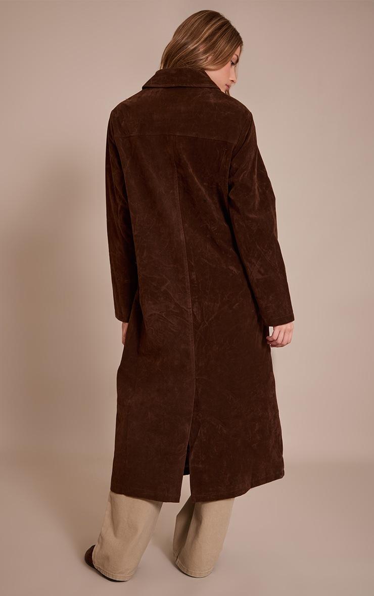 Pretty Little Thing Chocolate Suede Longline Button Coat