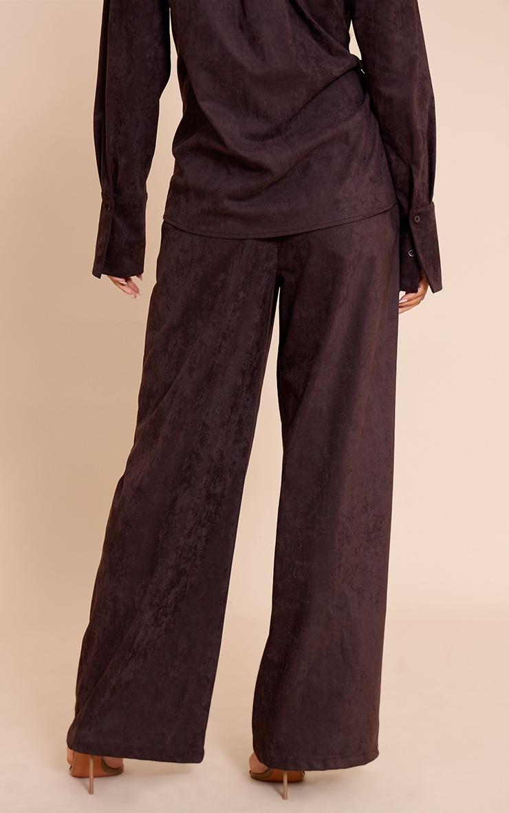 Pretty Little Thing Chocolate Suede Straight Leg Pant