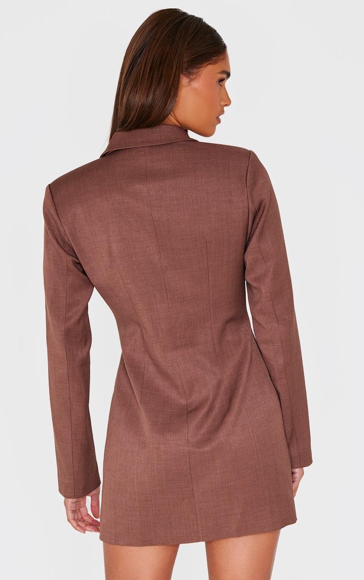 Pretty Little Thing Chocolate Tailored Long Sleeve Cinched Waist Blazer Dress