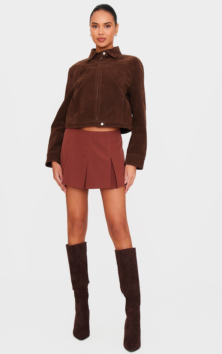 Pretty Little Thing Chocolate Tailored Woven Box Pleat Skater Skort