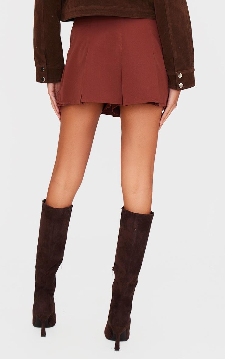 Pretty Little Thing Chocolate Tailored Woven Box Pleat Skater Skort