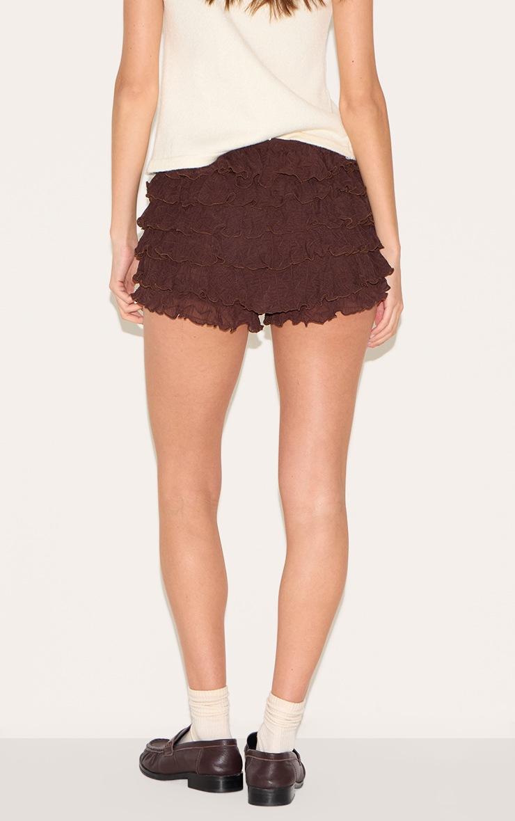 Pretty Little Thing Chocolate Textured Frilly Bloomer Shorts