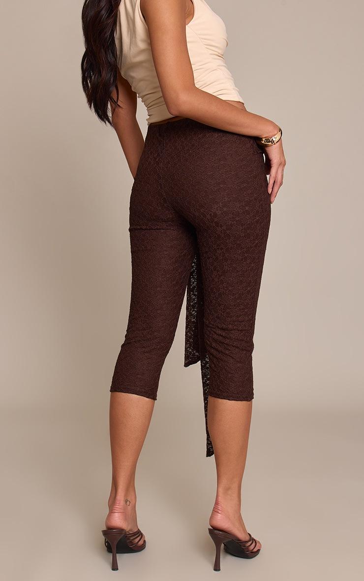 Pretty Little Thing Chocolate Textured Lace Wrap Waist Detail Capris