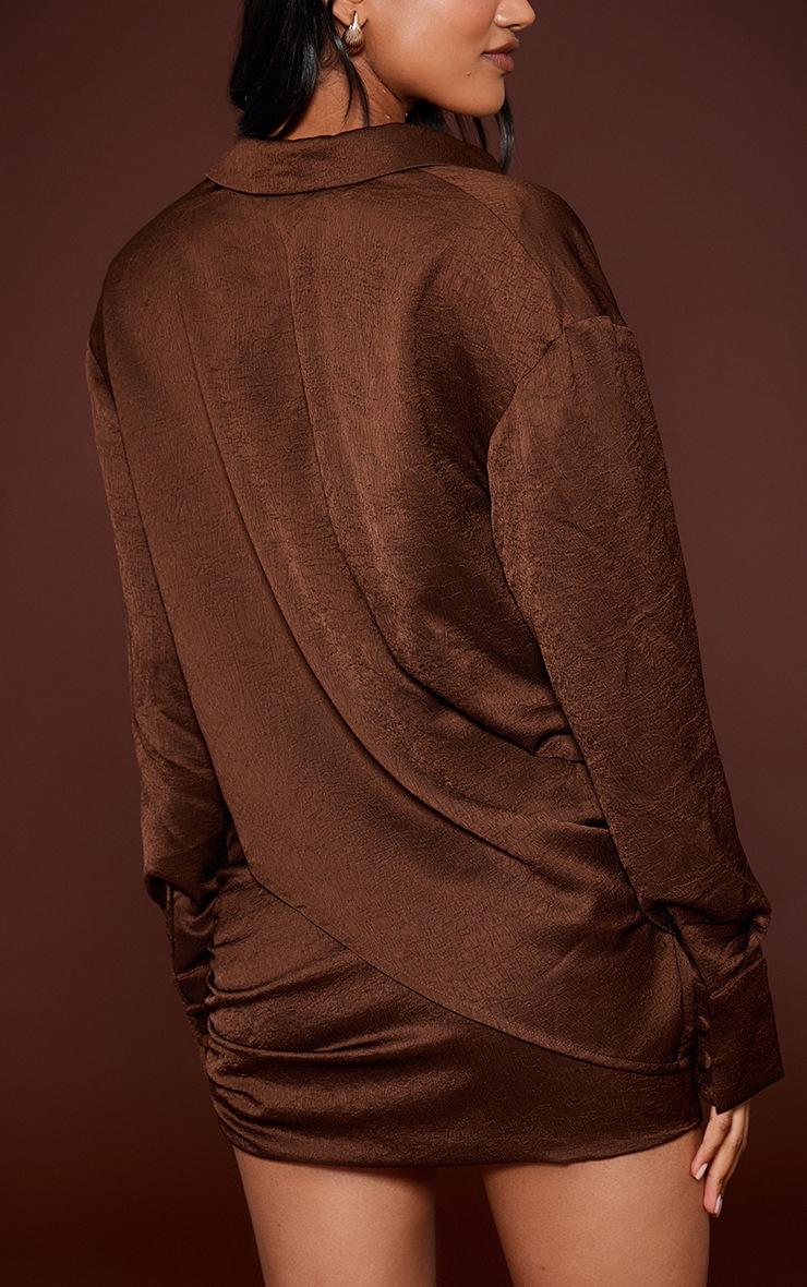 Pretty Little Thing Chocolate Textured Satin Ruched Mini Skirt