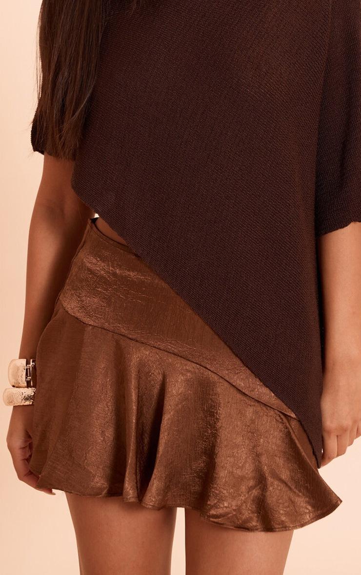 Pretty Little Thing Chocolate Textured Satin Scalloped Edge Mini Skirt