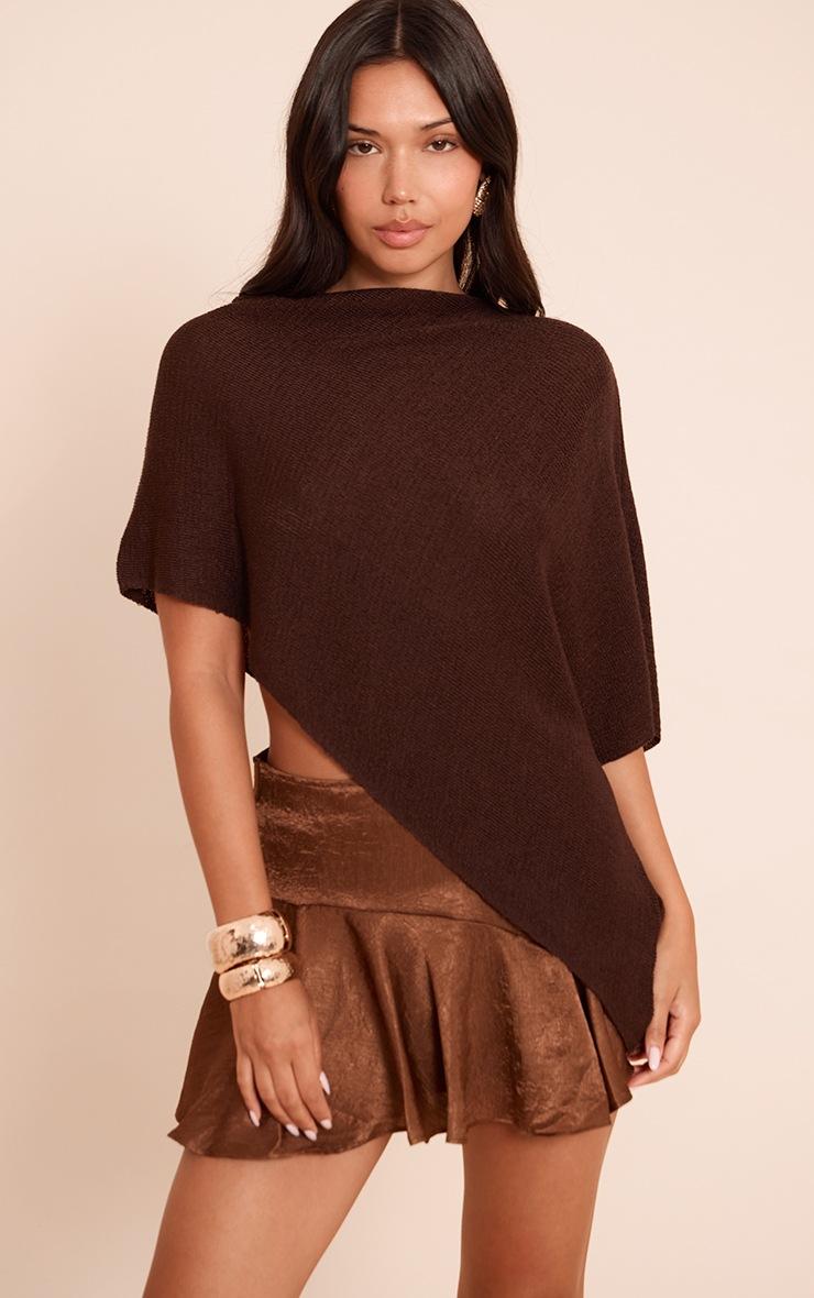 Pretty Little Thing Chocolate Textured Satin Scalloped Edge Mini Skirt
