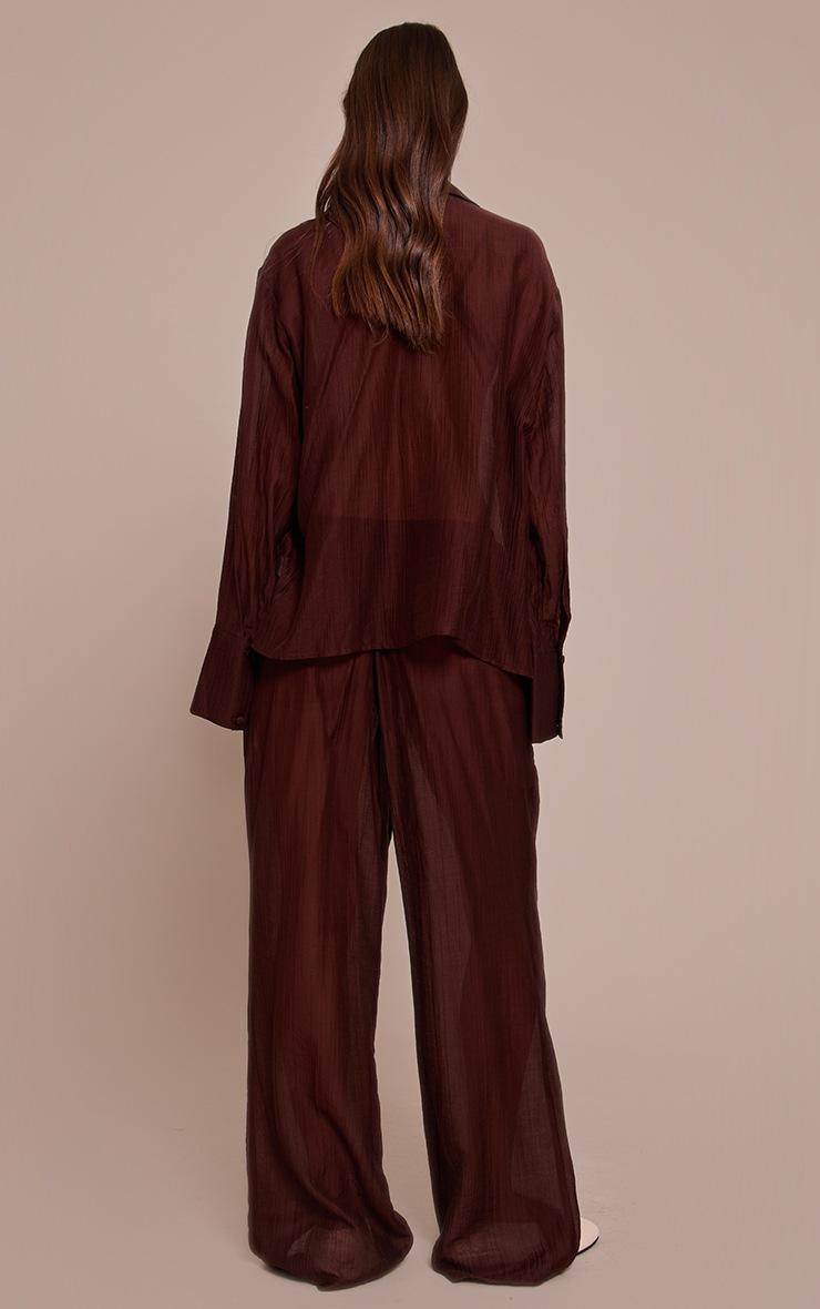 Pretty Little Thing Chocolate Textured Slouchy Straight Leg Pant