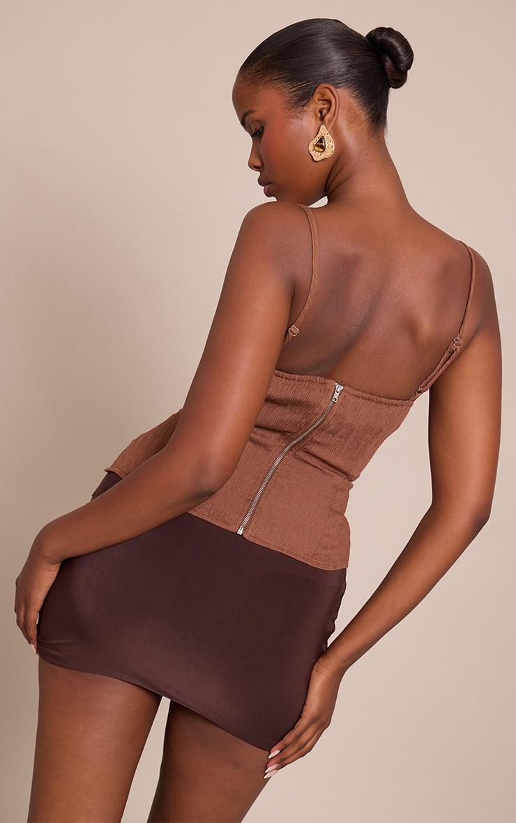 Pretty Little Thing Chocolate Textured Strappy Corset