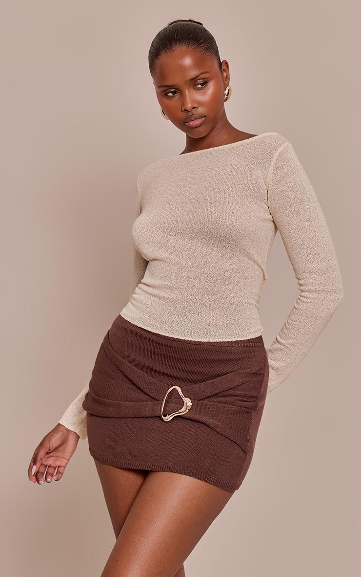 Pretty Little Thing Chocolate Trim Detail Mini Skirt