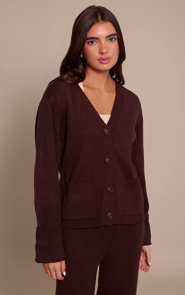 Pretty Little Thing Chocolate turn back cuff cardigan
