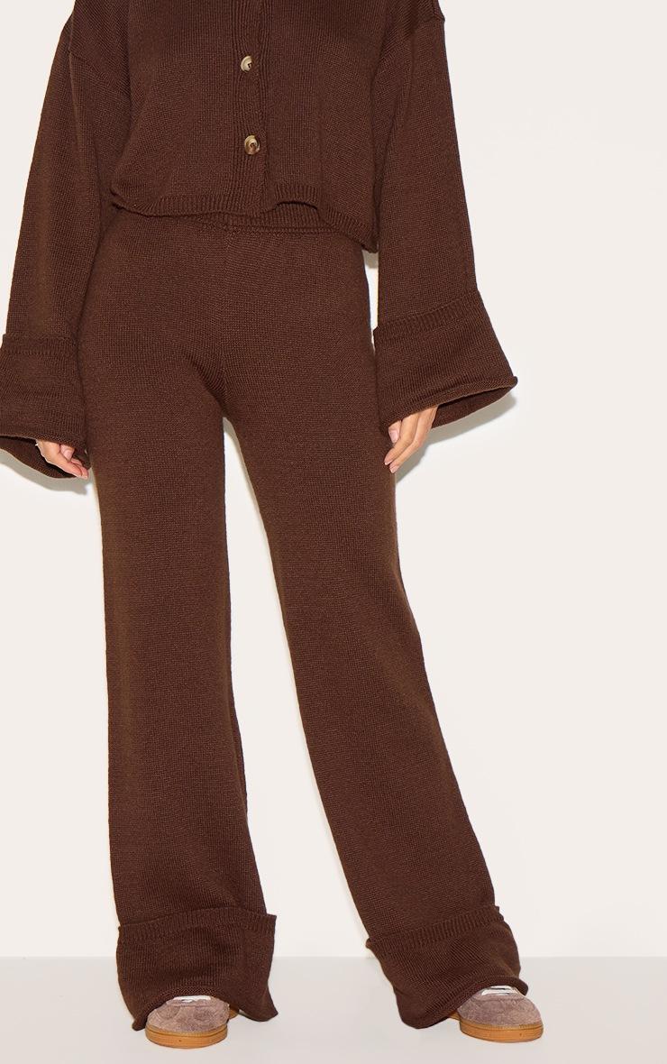 Pretty Little Thing Chocolate Turn Up Hem Knit Pants