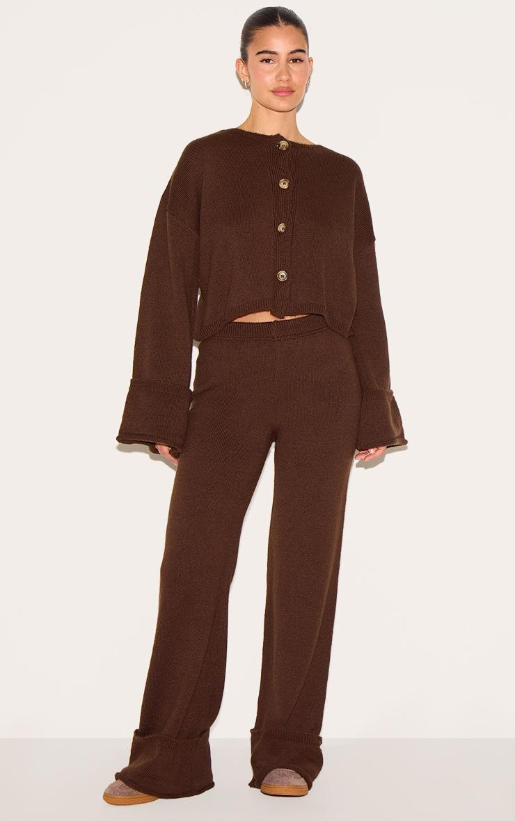 Pretty Little Thing Chocolate Turn Up Hem Knit Pants