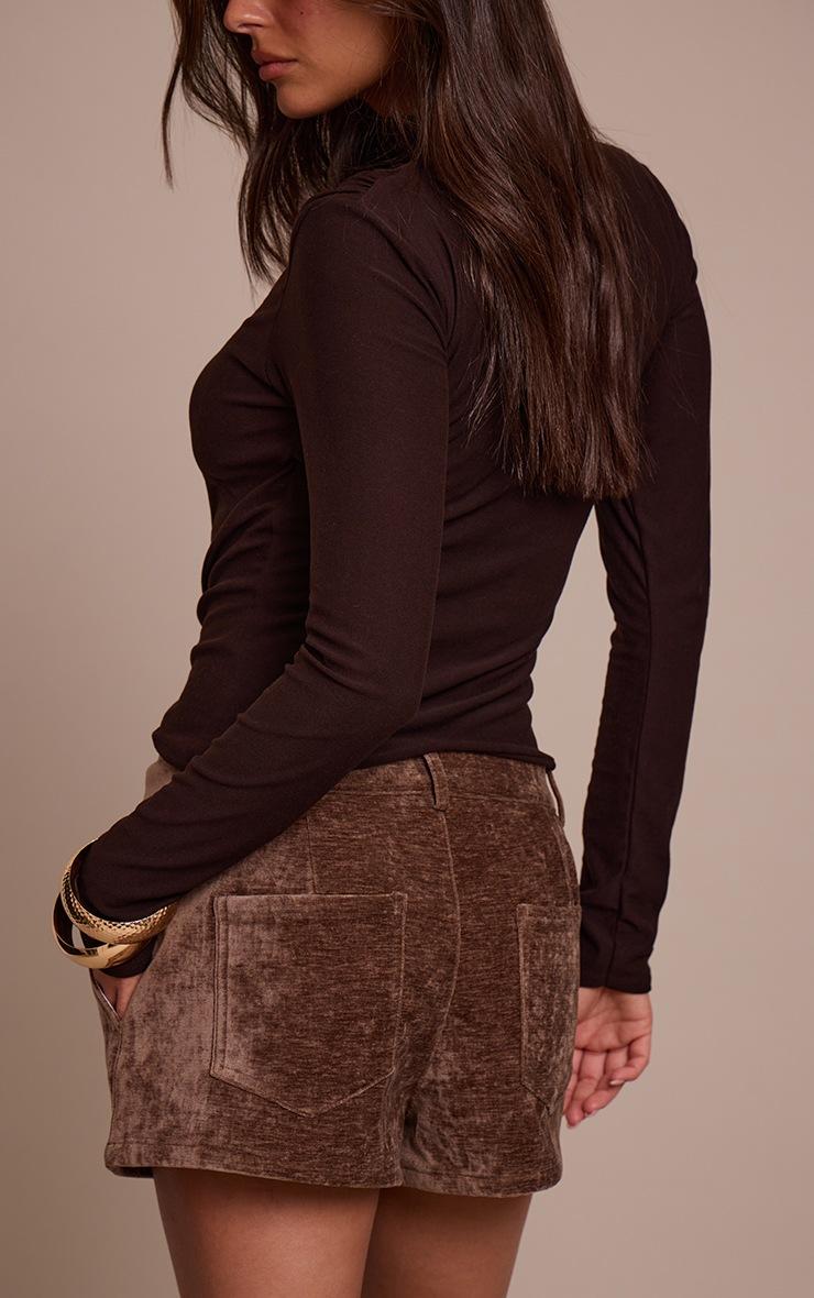 Pretty Little Thing Chocolate Velour Micro Hot Pants