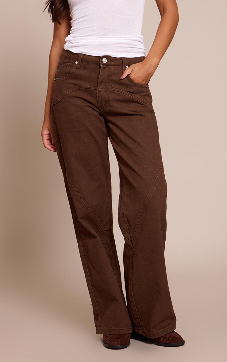 Pretty Little Thing Chocolate Western Seam Detail Jeans