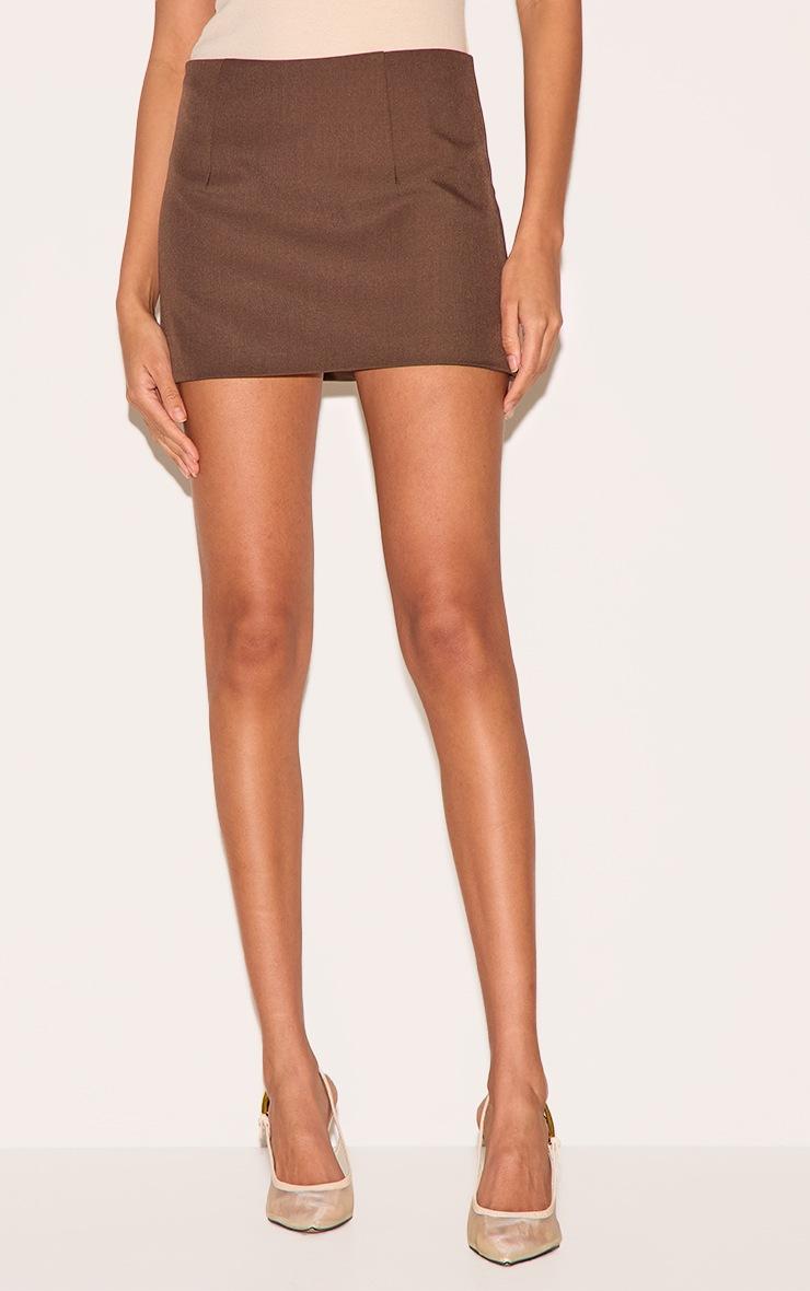 Pretty Little Thing Chocolate Woven A Line Mini Skirt