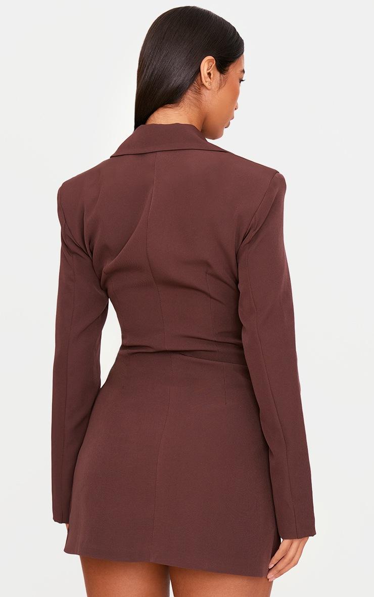 Pretty Little Thing Chocolate Woven Asymmetric Trim Blazer Dress