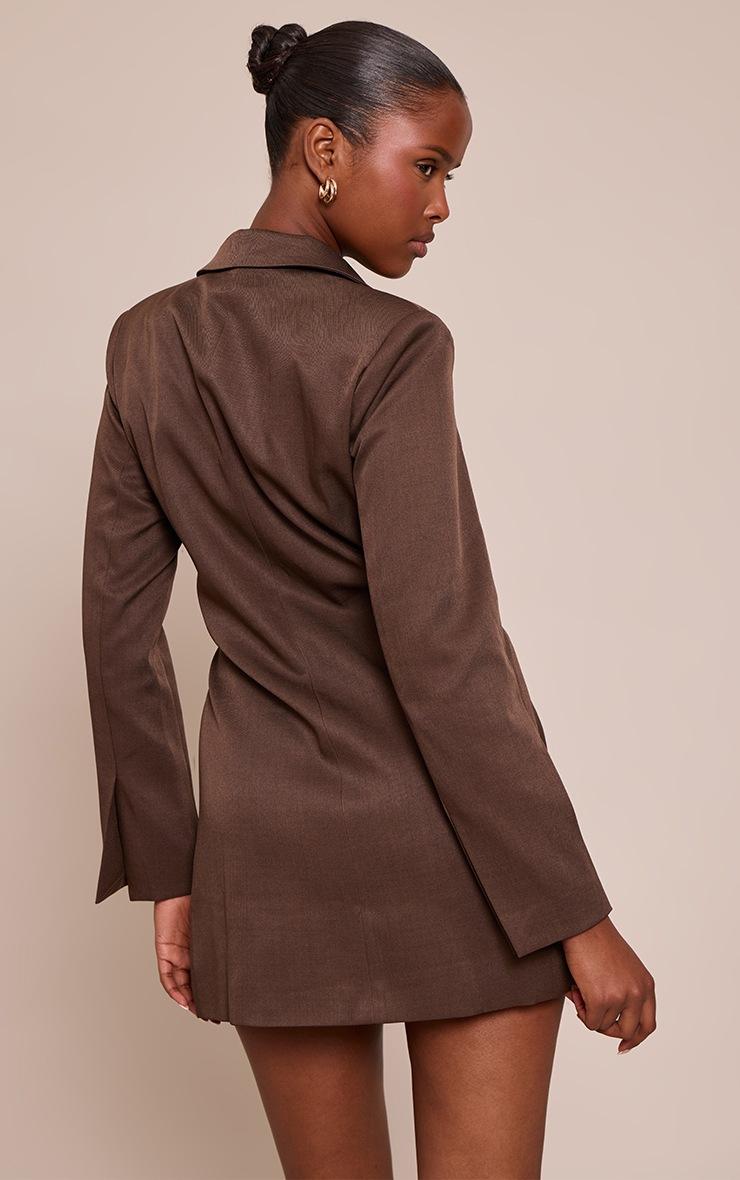 Pretty Little Thing Chocolate Woven Blazer Side Tie Mini Dress