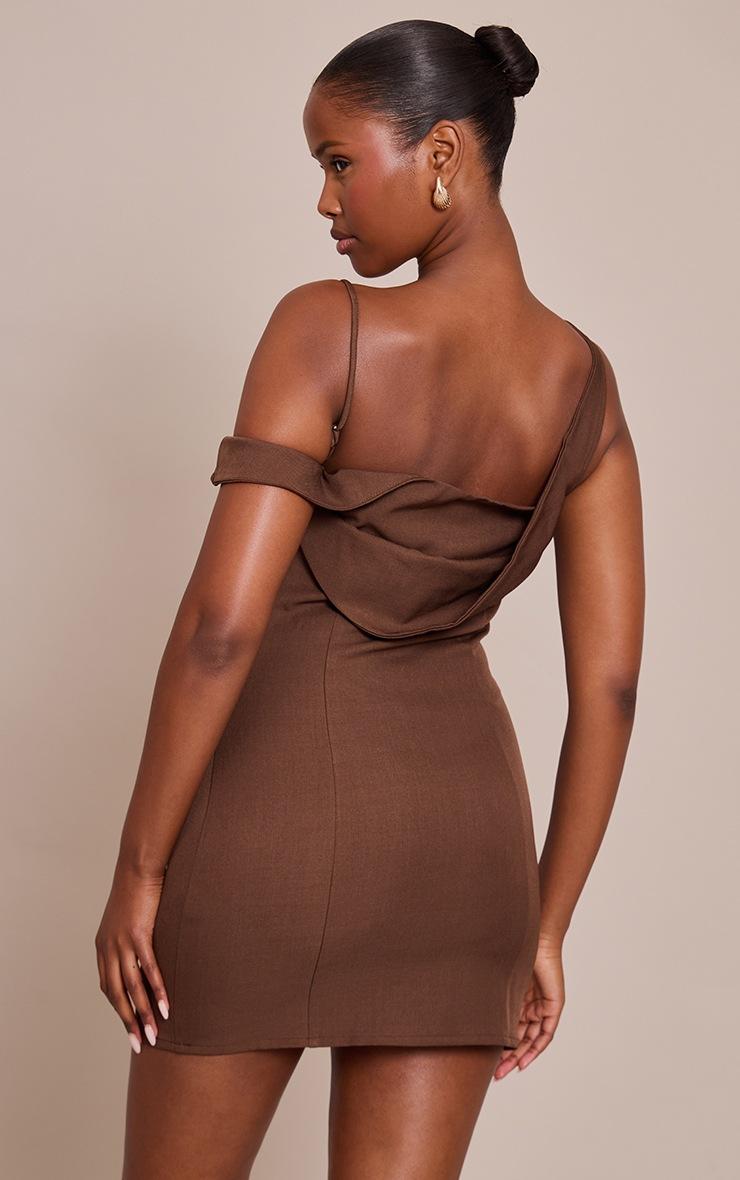 Pretty Little Thing Chocolate Woven Drape Bodycon Mini Dress