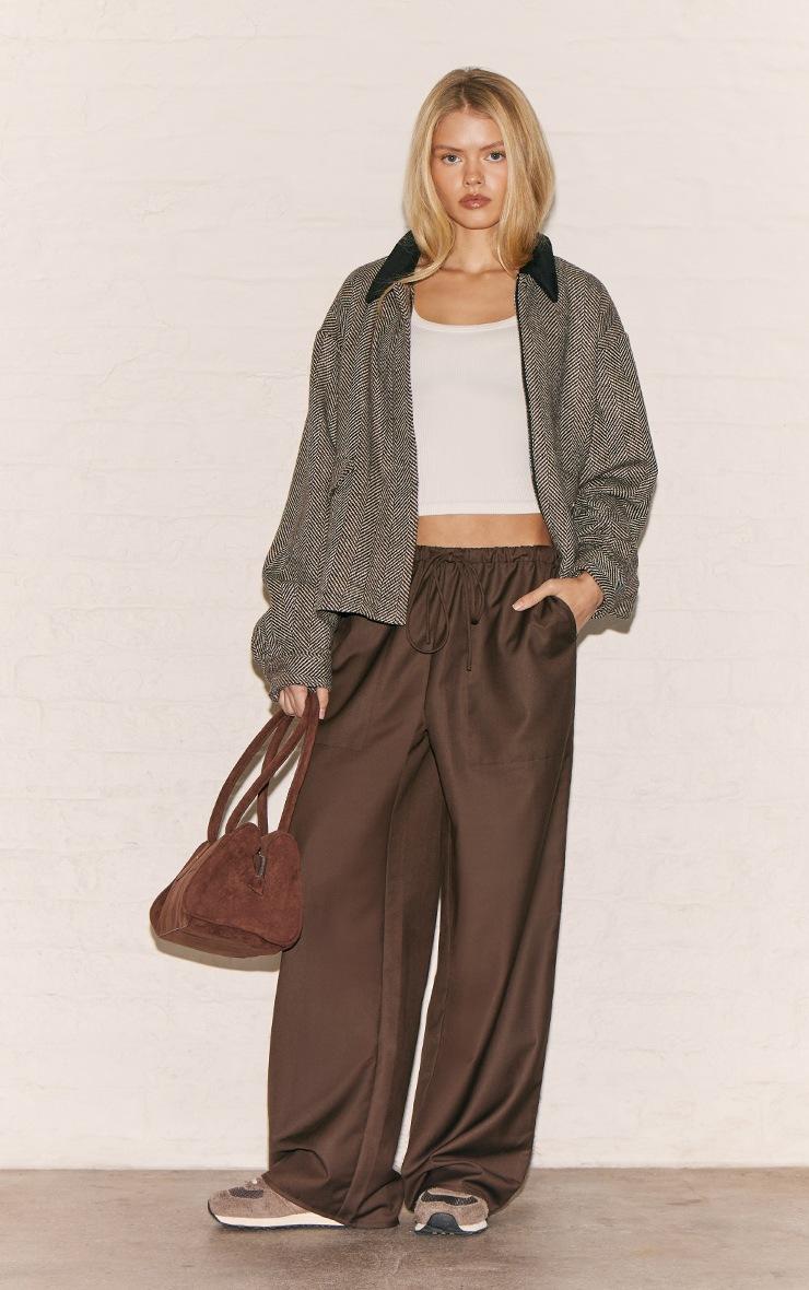 Pretty Little Thing Chocolate Woven Drawstring Waist Low Rise Relaxed Pants