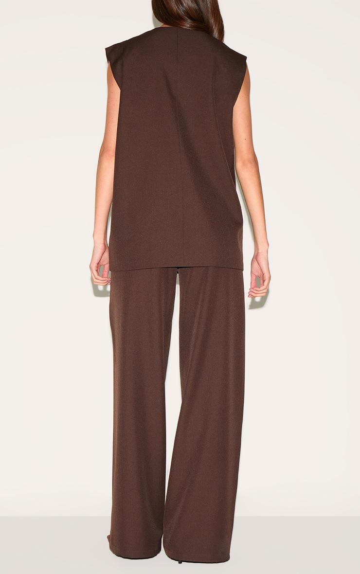 Pretty Little Thing Chocolate Woven Pleated Mid Rise Wide Leg Pant