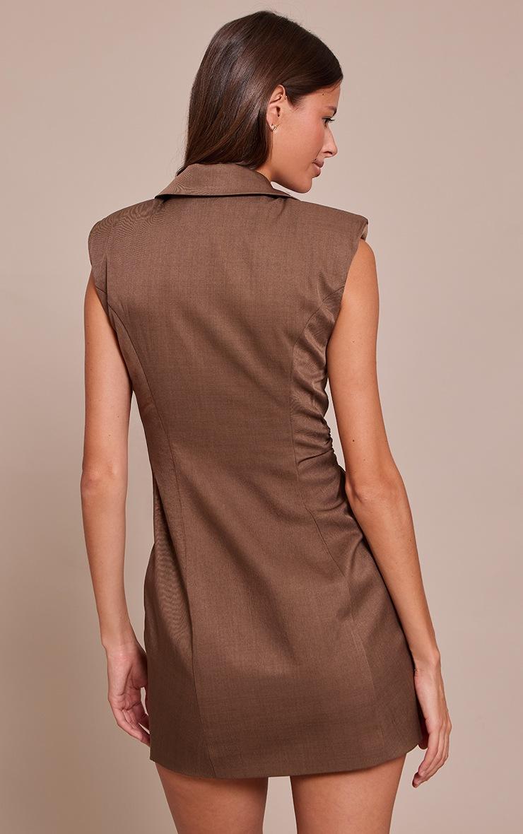Pretty Little Thing Chocolate Woven Structured Sleeveless Bodycon Dress