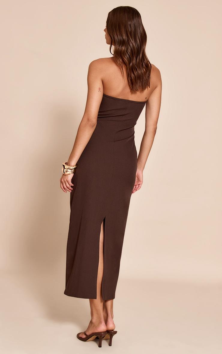 Pretty Little Thing Chocolate Woven Tailored Cut Out Detail Maxi Dress