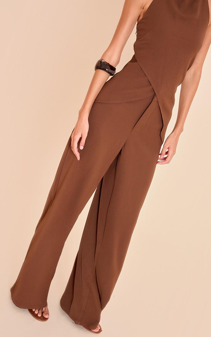 Pretty Little Thing Chocolate Woven Tailored Straight Leg Pant