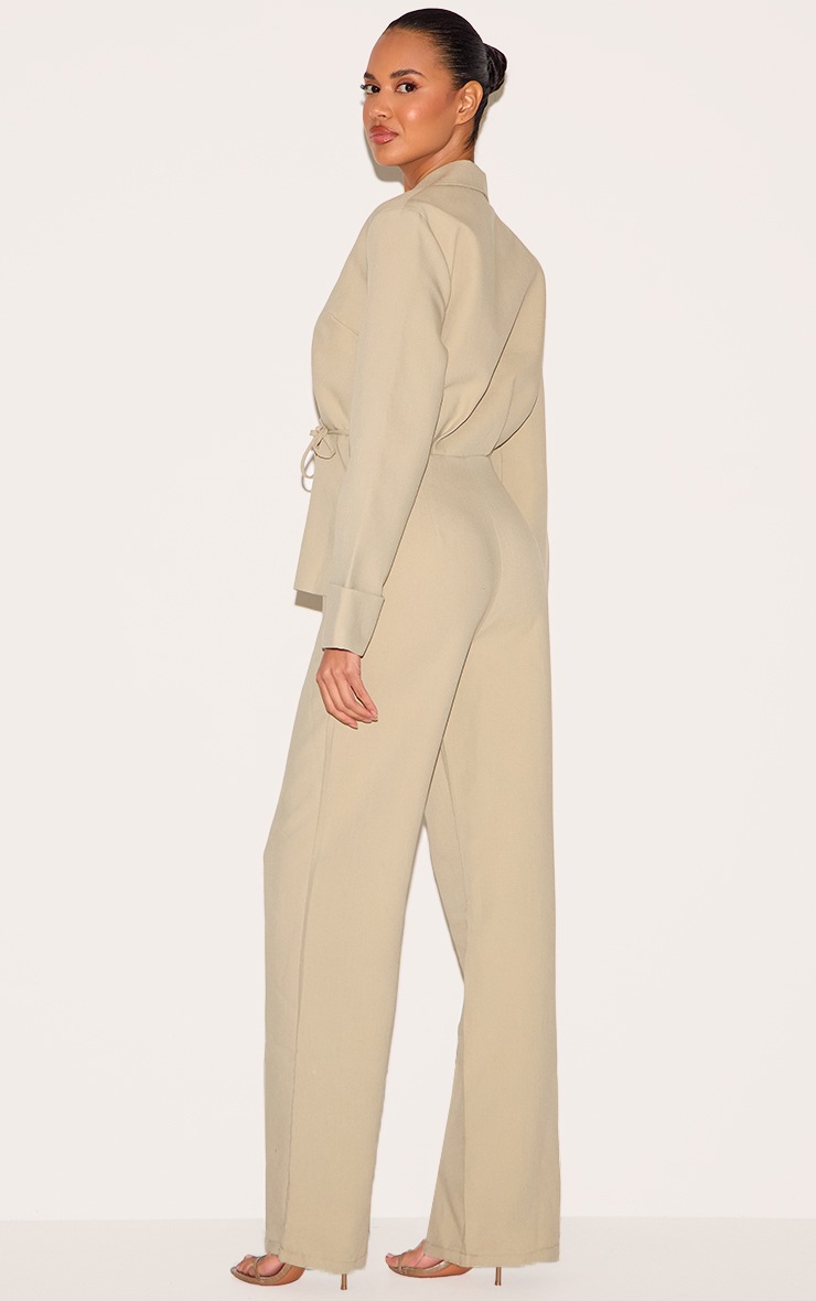 Pretty Little Thing Clay Premium Woven Tie Side Blazer Jumpsuit
