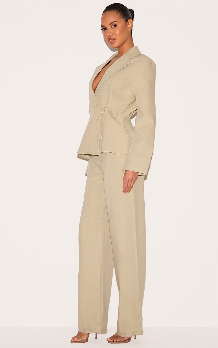 Pretty Little Thing Clay Premium Woven Tie Side Blazer Jumpsuit