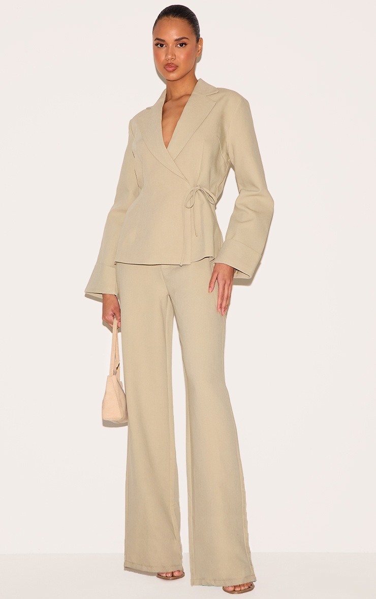 Pretty Little Thing Clay Premium Woven Tie Side Blazer Jumpsuit